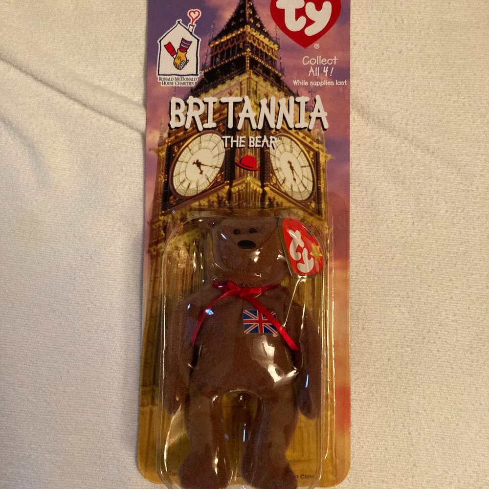 90s TY Britannia the Bear McDonald's Toy, NIB